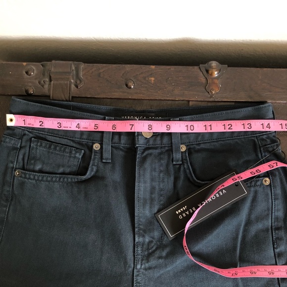 Veronica Beard Ryleigh High Rise Slim Straight Jeans, Petrol Wash, Size 27. NWT - Picture 3 of 13